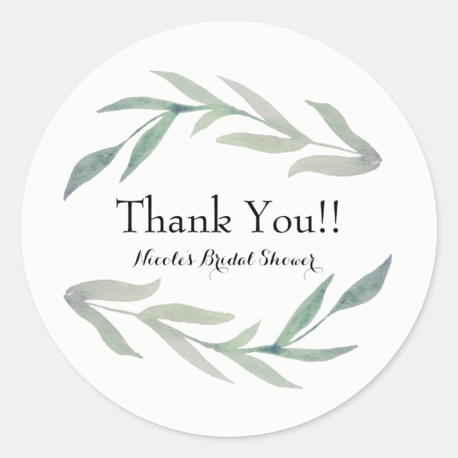 Rustikales Leaf Wasserfarbe Elegantes Party Gastge Runder Aufkleber (Vorderseite)