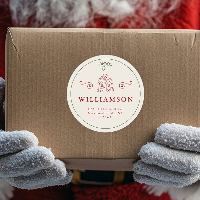 Rustikales Lebkuchenhaus Moderner Weihnachtsurlaub Runder Aufkleber (Von Creator hochgeladen)