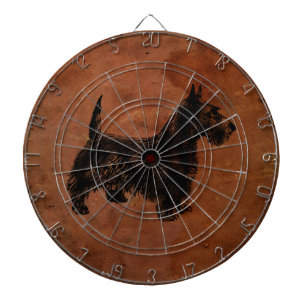 Rustikales Leder mit schottischer Terrier Illustra Dartscheibe