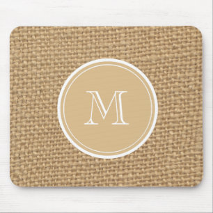 Rustikales Leinwand-Hintergrund-Monogramm Mousepad