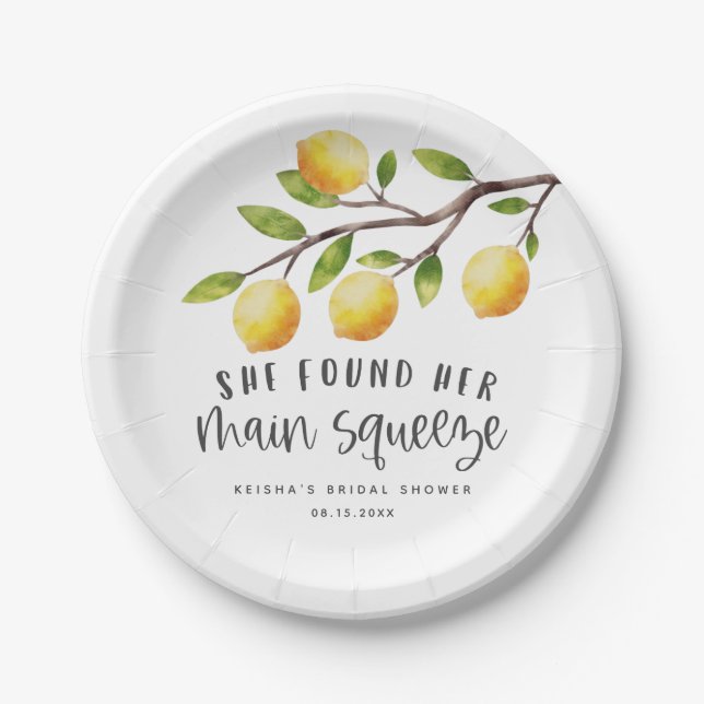 Rustikales Lemon Brautparty Pappteller (Vorderseite)