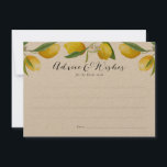 Rustikales Lemon Brautparty - Ratschläge und Wünsc Hinweiskarte<br><div class="desc">Brautparty-Ratgeber und -Wünsche</div>