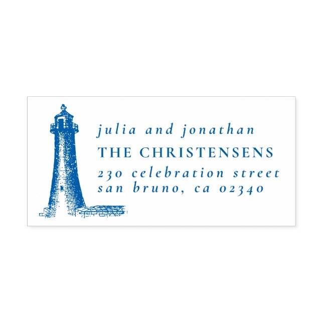 Rustikales Leuchtturm Hochzeiten und Rücksendeadre Permastempel (Design)