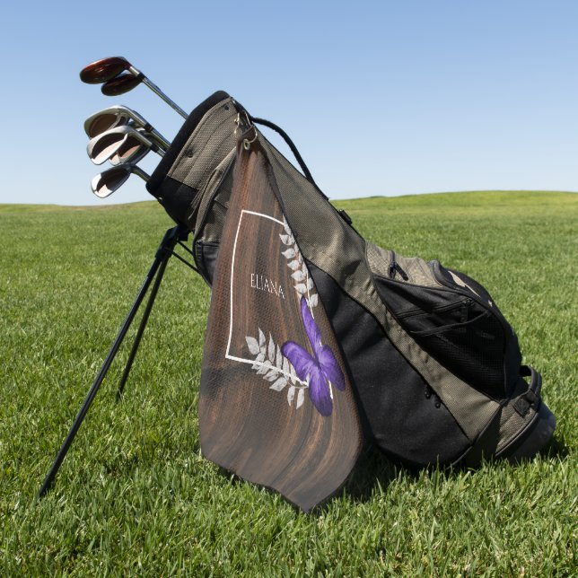 Rustikales Lila Butterfly Golf Handtuch (Gras)