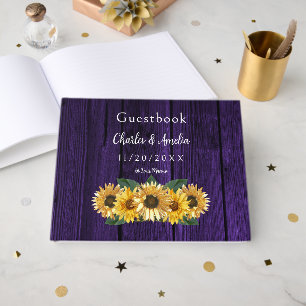Rustikales Lila Gästebuch für Sonnenblumen