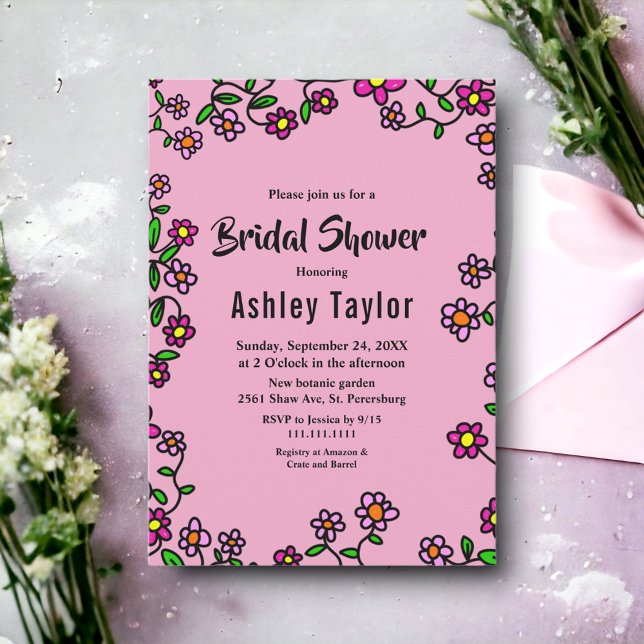 Rustikales Lila Magenta Rose Blumenstrauß Brautpar Einladung (Von Creator hochgeladen)