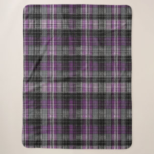 Rustikales lila schwarzes Tartan-Muster Sherpadecke