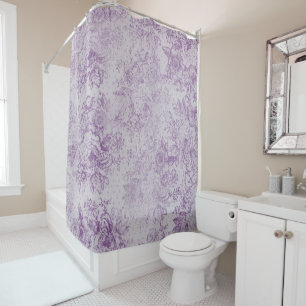 rustikales Lila, Shabby Chic, blasser Lavendel mit Duschvorhang