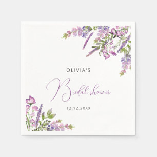 Rustikales Lilac Lila Floral Brautparty Napkins Serviette