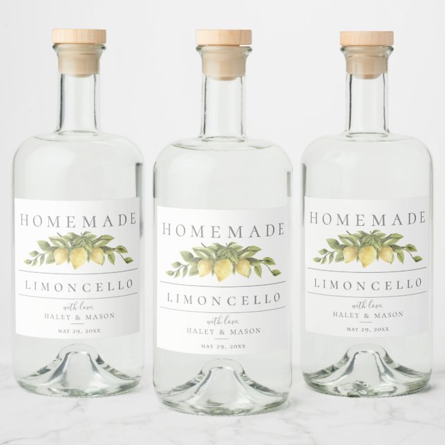 Rustikales Limoncello Getränkesiegel Alkoholflaschenetikett (Flaschen)