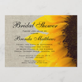 Rustikales Linen Sonnenblume Brautdusche Einladung