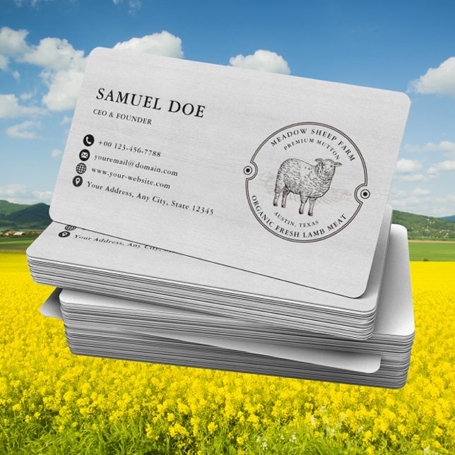 Rustikales LOGO QR Code Grau für Lamm-Schaf-Farm Visitenkarte (Von Creator hochgeladen)