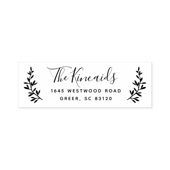 Rustikales Lorbeermonogramm-Adressetikett Permastempel (Design)