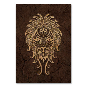 Rustikales Löwe-Tierkreis-Zeichen auf Steineffekt Tischnummer