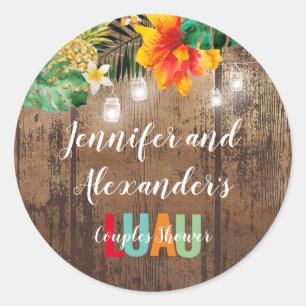 Rustikales LUAU Paare Dusche Party Runder Aufkleber