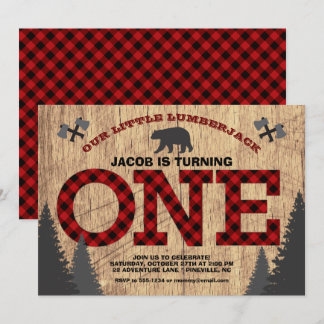 Rustikales Lumberjack Buffalo Kariert Erster Gebur Einladung