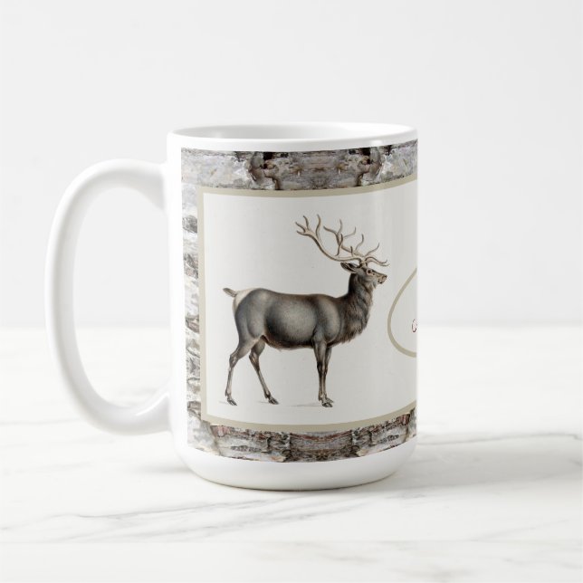 Rustikales Lyck/Reinhirsch-Monogramm Kaffeetasse (Links)