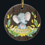 Rustikales Mädchen Elephant Babydusche gelb Keramik Ornament<br><div class="desc">Rustikale Girl Elephant Kinderdusche Gelbe Keramik Ornament</div>