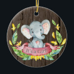 Rustikales Mädchen Elephant Babydusche Rosa Keramik Ornament<br><div class="desc">Rustikale Girl Elephant Kinderdusche Rosa Keramik Ornament</div>