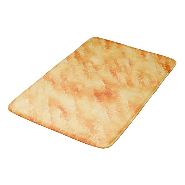 Rustikales Mango-Gelb wie strukturierte Malerei Badematte (Schrägansicht)