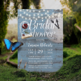 Rustikales Märchen Hochzeit Dusty Blue Brautparty Einladung