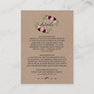 Rustikales Marsala Floral Craft Papier Hochzeit De Begleitkarte
