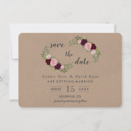 Rustikales Marsala Floral Craft Papier Save the Da Save The Date
