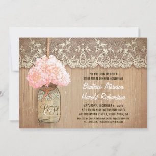 rustikales Massageglas, rosa Hydrangea Probe Dinne Einladung
