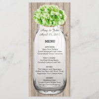 Rustikales Masson Jar Stallenholz Hochzeitsmenü hy