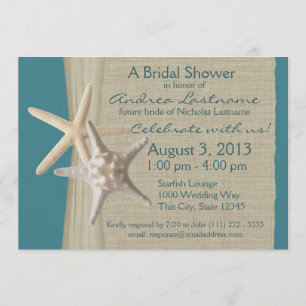 Rustikales Meeresrauschen-Starfish-Brautparty Einladung