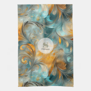 Rustikales Metallic Paisley Abstrakt - Vintag Insp Geschirrtuch