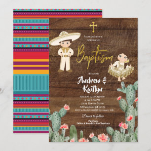 Rustikales mexikanisches Gold Charro Boy Girl Twin Einladung