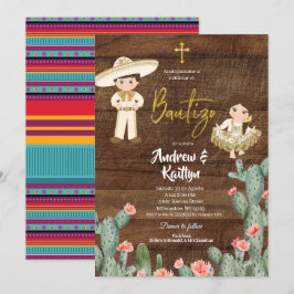 Rustikales mexikanisches Gold Charro Boy Girl Twin Einladung