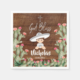 Rustikales mexikanisches Silver Charro Taufpapier Serviette