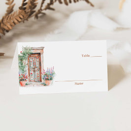 Rustikales Mexiko Terracotta Wedding geklappt Platzkarte