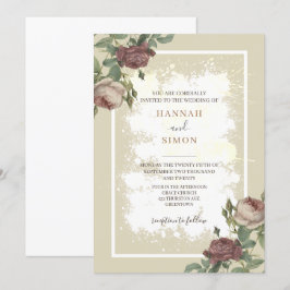 Rustikales Minimalistisches Burgund Gold Wedding I Einladung