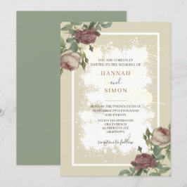 Rustikales Minimalistisches Burgund Gold Wedding I Einladung