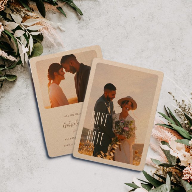 Rustikales Minimalistisches Foto Hochzeit rettet d Einladung (Von Creator hochgeladen)