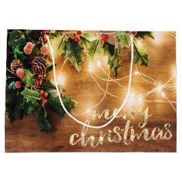 Rustikales Mistletofen, Saitenleuchten, Holz, Urla Große Geschenktüte