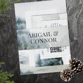 Rustikales Misty Mountain Lake Einladungsbanderole