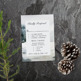 Rustikales Misty Mountain Lake RSVP Karte