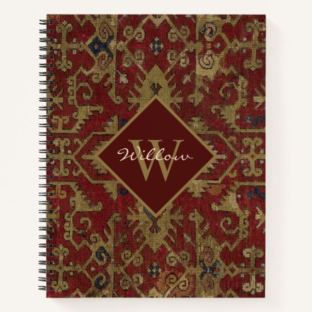 Rustikales Mit Monogramm-orientalisches Persisches Notizbuch (Vorderseite)