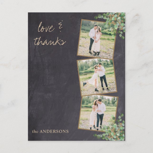 Rustikales modernes Chalkboard Foto Hochzeit Viele Postkarte (Vorderseite)