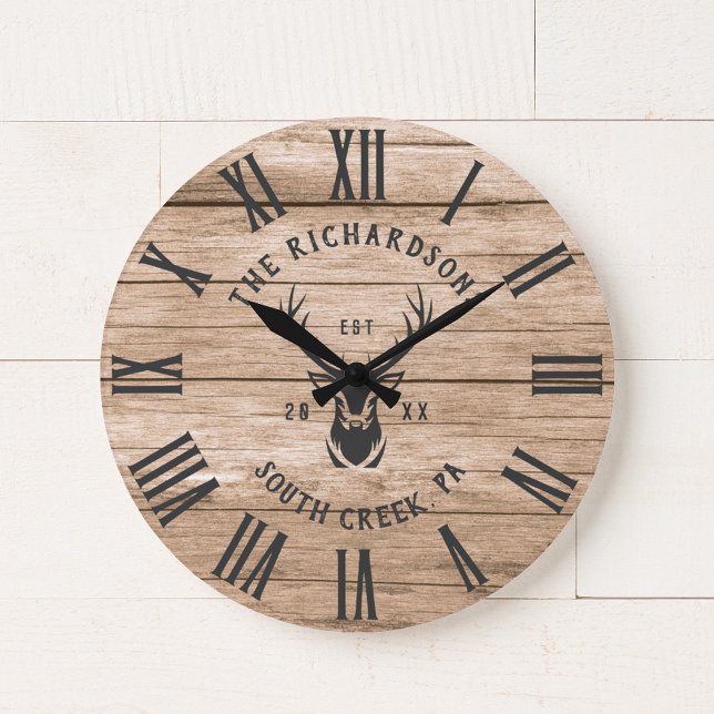Rustikales, modernes Familienname Bauernhof Große Wanduhr (Von Creator hochgeladen)