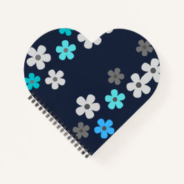Rustikales, modernes Herz-Blumen-Spiral-Notebook Notizbuch