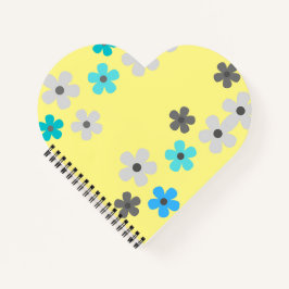 Rustikales, modernes Herz-Blumen-Spiral-Notebook Notizbuch