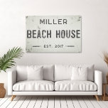Rustikales modernes Industriehaus Beach House Leinwanddruck<br><div class="desc">Entspannen Sie in unserem großzügig angelegten Strandschild mit Leinwand, wo zeitloser Charme und moderne Ästhetik auf dem Bauernhof vereint werden. Dieses Kunstwerk verbindet mühelos rustikale Eleganz mit einem industriellen Vorsprung, mit einem zerrissenen und bedrängten Hintergrund aus weißem Imitat, der durch das Zerkleinern von Farben und verwitterten Texturen ein geschichtliches Gefühl...</div>