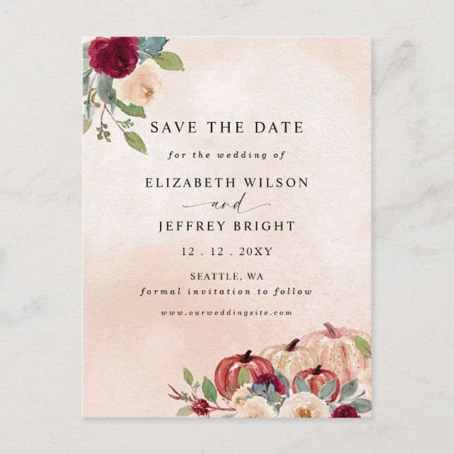 Rustikales, modernes Pumpkins Land fällt Save the  Postkarte (Vorderseite)