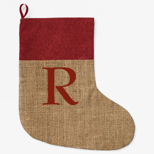 Rustikales MONOGRAM Weihnachtsfest Strumpf Rote Im Großer Weihnachtsstrumpf