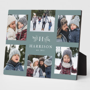 Rustikales Monogramm 6 Foto Collage Familienname a Fotoplatte